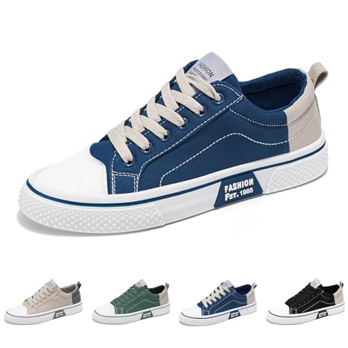 Fashion Men's Casual Canvas Sneakers - Classic Street Style Skateboarding Shoes, Low Top, Round Toe, Spring & Fall