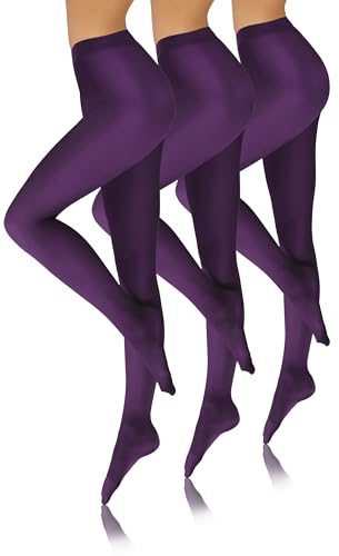 Sesto Senso 3 Pares Medias Microfibra Opacas Coloridas Ropa Mujer 40 DEN Violeta 4 Morado