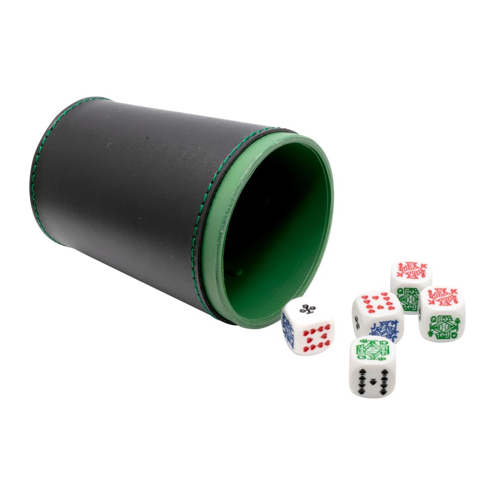 Novelty Juego de 5 dados de póquer con taza de cuero profesional, ideal para viajes