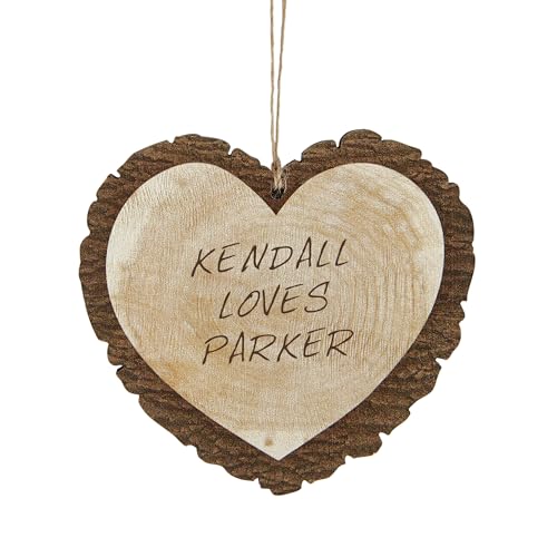 Let's Make Memories Personalized Christmas Ornament for Couples - 2025 Christmas Ornament - Tree Decor - Customize Message, Year - Rustic Wood Heart - Carved Names Design