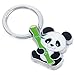 Troika - Porte-Clés Animaux - BAMBOO PANDA - Email Métallique et Chrome Brillant - Noir/Blanc/Vert