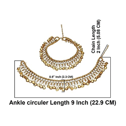 Efulgenz Indian Bollywood Faux Kundan Pearl Wedding Bridal Anklet Pair With Bells Bracelet Paypal Foot Jewelry (Style 1, Onesize) #TOP3