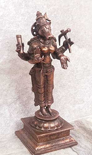 Image of Goddess Varahi Murti Copper Idol - 5 in - Pack of 1