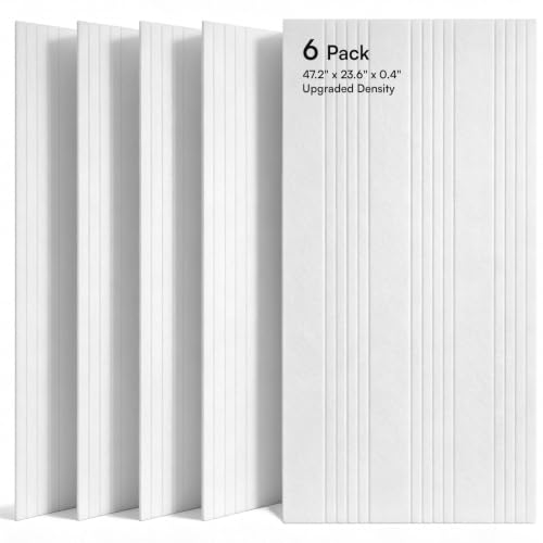 Image of SODOCT 6 Pack Large Acoustic Panels, 47.2 inch X 23.6 inch X 0.4 inch Sound Proof Panels for Walls, Decorative Wall Panels for Home Studio & Office, White
