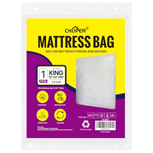 CHUPER King/Cal King Mattress Bag for Moving and Storage Waterproof Plastic Mattress Cover for Disposal and Protection Product