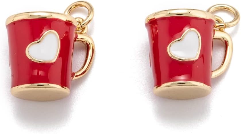 KitBeads 10pcs Enamel Mini Coffee Tea Mug Cup Charms with Heart Charms 3D Simulation for Jewelry Making - Image 7