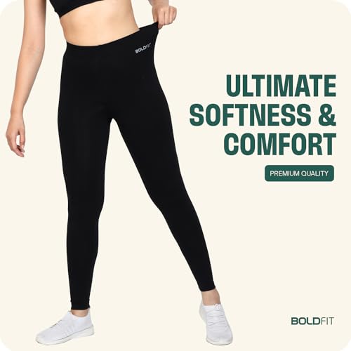 Image of Boldfit Women's Cotton Stretchable Skinny Fit Mid Rise Yoga Pants - Fitness Leggings, Multipurpose Track Pants, Gym Tights, Active Wear Lower