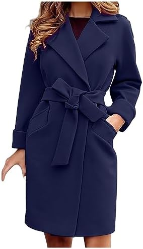 Veste élégante Ceinturée Trench Coat Femme Vancavoo Manteau Mi