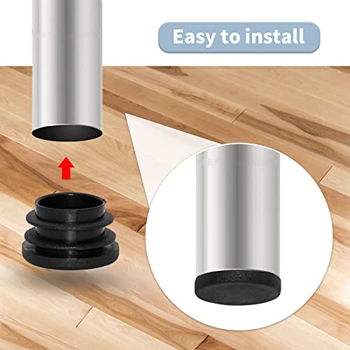 Image of Flyshop 8 Pack Black Plastic Hole Plug Round Tubing End Cap Chair Glide Inserts 25 mm, 1 inch