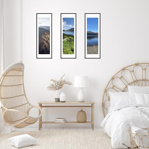 Image of JCJMY 12x36 Picture Frame with 10x30 Mat, Display Photo 10x30 with Mat or 12 x 36 Without Mat, Wall Hanging Large 12 by 36 Poster Frame with Plexiglass, Black