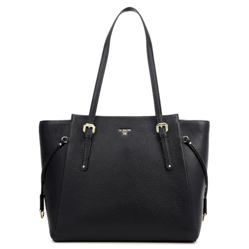 Da Milano Leather Tote Bag for Women - Black