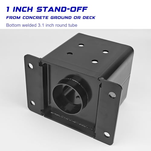 TPSKHE 2 PCS 6\"x 6\"Post Base with 1\" Rise, Heavy Duty 8 Gauge 4mm Steel, Fence Post Anchor Deck Supports Porch Concrete Railing Post Holders, for Nominal Lumber Wood (Inner Dia 5.5x5.5) - Thumbnail 3