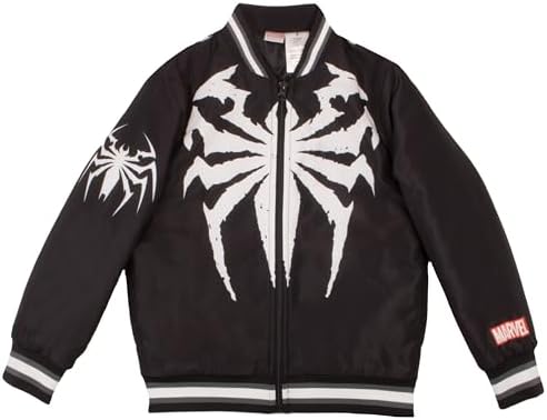 Marvel Spiderman and Venom Varsity Bomber Jackets for Boys Spider-Man and Venom Graphic Print Lightweight Varsity Jackets