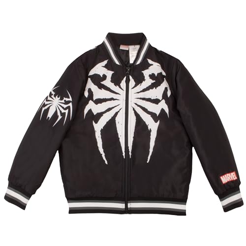 Marvel Venom Varsity Bomber Jackets for Boys Venom Logo Graphic Print Boys Lightweight Varsity Jackets Casual Fashion Coats (Black Size 8)