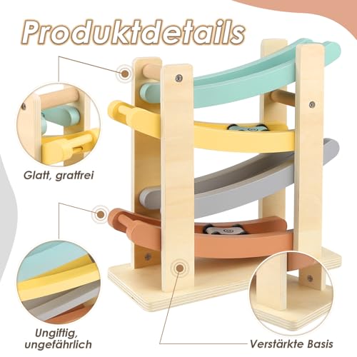 Vanplay Montessori Spielzeug ab 1 Jahr Auto Spielzeug Kugelbahn Holz ab 1 2 Jahr Holzspielzeug Geschenk 1 2 Jahre Junge Mädchen – Ansicht 4