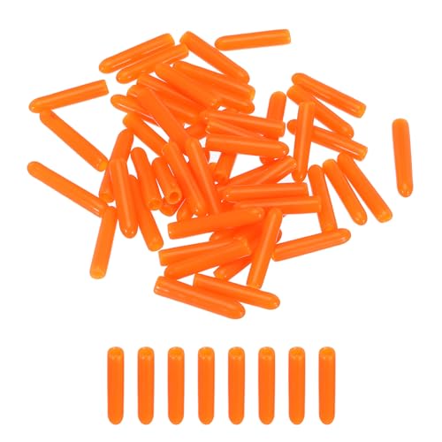 Image of MECCANIXITY 50pcs 2mm Rubber End Caps Cover PVC Vinyl Screw Thread Protector Round Wire Shelf Caps for Screw Bolt Pipe Fence Post, Orange