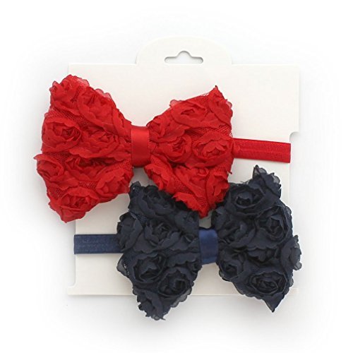 My Lello2 Pack Infant Baby Mixed Colors Fabric Rose Bow Headbands