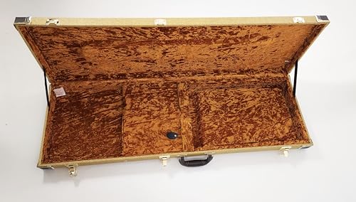 SX Sprite BGC-250 3/4 TWEED/GOLD SHORT SCALE BASS CASE fits FENDER MUSTANG GRETSCH G2220, Sire U...