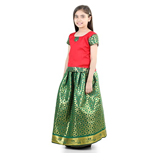 Kids Half Sleeve South Indian Traditional Pavda Pattu Lehenga Choli Pooja Special Baby Girls Ethnic Party Wear2