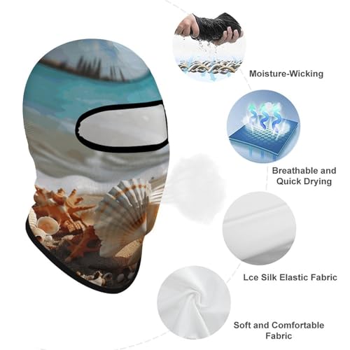 Balaclava con Estampado de Conchas y Estrellas del Mar para Hombres y Mujeres, Máscara Facial de Protección Solar Transpirable con Cubierta Completa de Cabeza para Senderismo, Ciclismo, Correr, Conducción miniatura 3
