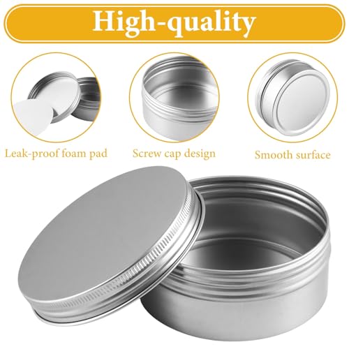 LOLYSIC Lot de 12 pots en Aluminium 250ml avec Couvercles à Vis, Pot Cosmétique Vide Rond pour Baume, Bougie, Crème et épices (Inclus étiquettes) – vue 3