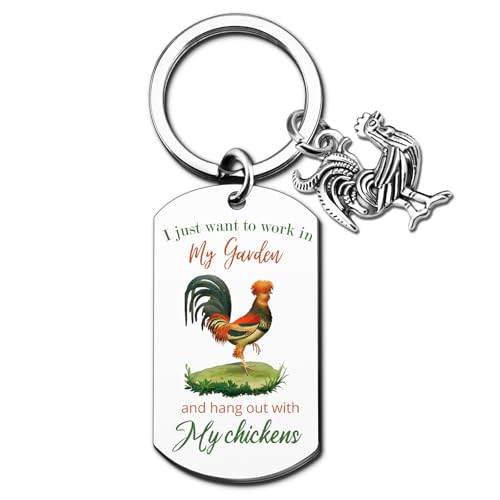 VIESUJI Gardening Gifts for Women Gardeners Garden Accessories for Plant Lovers Funny Chicken Keychain for Chicken Lovers Mom