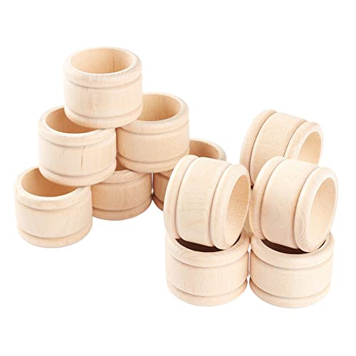 Factory Direct Craft Set of 12 Unfinished Birch Wood Napkin Rings - Natural Wooden Napkin Holders Ready to Finish for DIY Crafts and Table Decor (1-3/4