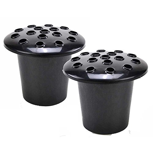 Angraves Set of 2 Black Memorial Grave Vases And Lids Black For Fresh and Artificial Flowers Pot Holder Plastic Cemetery Flower Containers for Headstones Weatherproof Memorial Vase Liners (13 x 11cm)