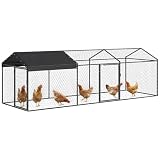 PawHut Pollaio per Galline da Esterno 3x1x1m 3m² Metallo Zincato 2 Porte