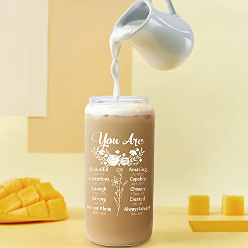 Christian Gifts For Women, Mothers Day Gifts, Communion Religious Cups Glass Tumbler Water Bottles For Mom Her Friends Female, Spiritual Faith Inspirational Gratitude Motivational God Godly Bible Gift #TOP7