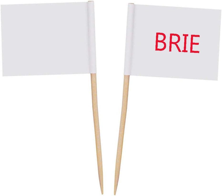 Zehhe Mini Blank White Flags 100Pcs Food Cheese Markers Labeling Picks for Cake Toothpicks Cupcake Decoration Fruit Cocktail Sticks Party Supplies
