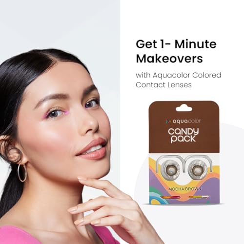 Image of Aqua Color Candy pack - 2 Lens with Power -5 and Color is Mocha Brown