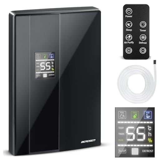 Berdsen - BR-20D Deshumidificador con purificación del aire - Silencioso - Secadora - Con lámpara UV contra la humedad, moho y hongos - Para salón y sótano de hasta 42m³ - Aparato combinado -