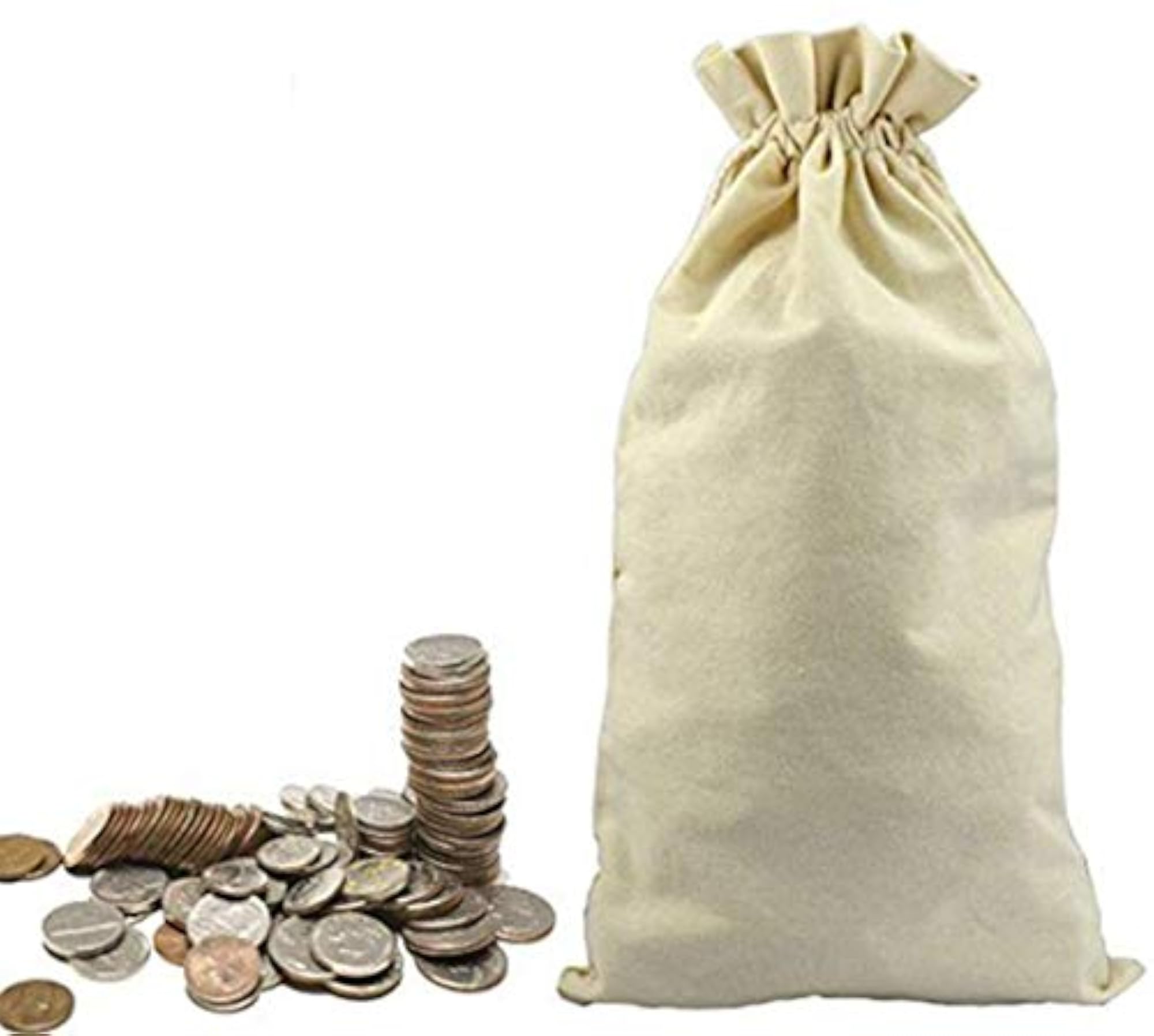 Heavy Duty Canvas Coin Money Sacks Bag, Multicolor