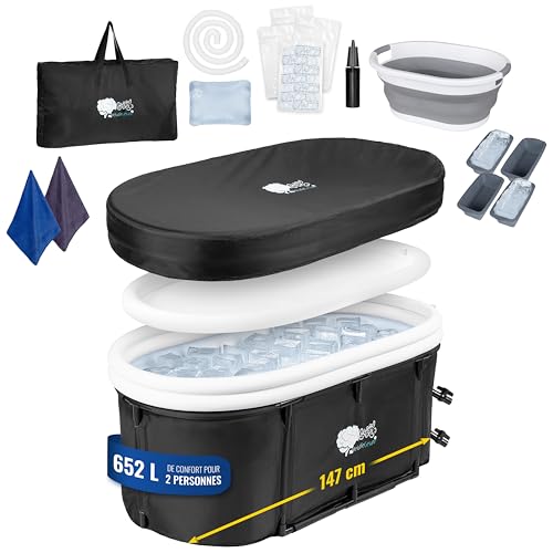 Baignoire pliable adulte XL - baignoire gonflable adulte mobile pour douche et balcon - beaucoup d’espace pour un bain confortable - se range de façon compacte - 147 x 74 x 60 cm - MelodieGesund