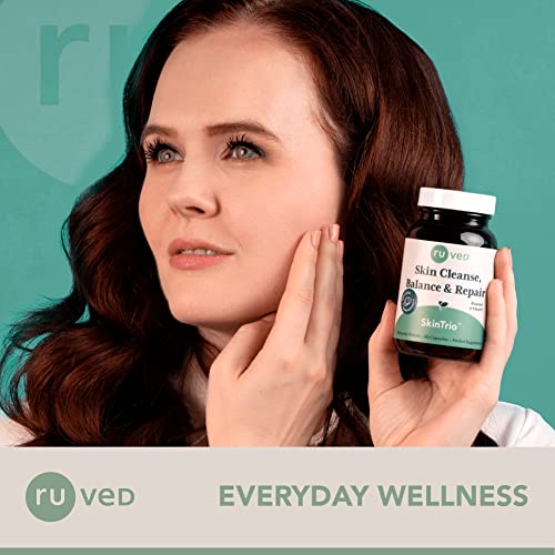 R-U Ved Ruved Skintrio, Ayurvedic Supplement For Clear, Calm, Glowing Skin, Detoxification And Digestive Support With Neem, 60 Vegetarian Capsules. #TOP5