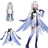 ✞【Quelle】 Dieses Halloween -Outfit ist für das Spiel Genshin Navia Cosplay,Navya war eine umwerfend schöne Frau mit langem, lockigem blondem Haar und azurblauen Augen