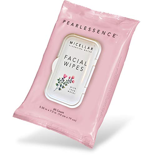 Micellar Cleansing Facial Makeup Remover Wipes w/Rose Water, 60 Count (1 Pack)