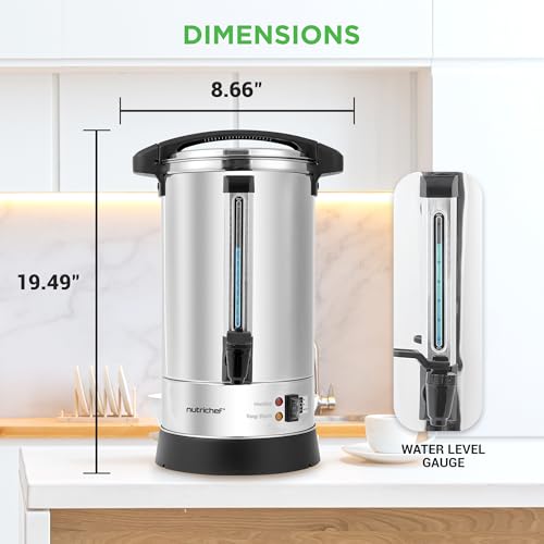 NutriChef Water Boiler and Hot Water Dispenser, 8L Electric Beverage Dispenser with Safety Lock Lid, Non-Drip Tap, Warm Function, Food Grade Stainless Steel, Home & Commercial Use, 19"x9"x9", Silver by NutriChef - Image 7