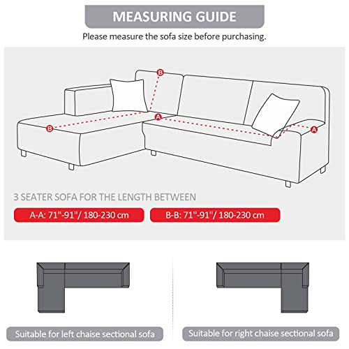 Sectional Couch Covers L Shape Sofa Covers Super Stretch 2Pcs Sofa Slipcovers For 3 + 3 Seaters Sectional Chaise Slipcover With 2Pcs Pillow Covers For Pets Kids, Light Grey #TOP4