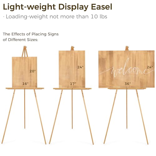 VISWIN Upgraded 63" Gold Wooden Easel Stand for Sign, Tripod Easel for Wedding Sign Stand, Welcome Board, Poster, Picture, Canvas Art Easel Floor with Tray for Display & Painting - Thumbnail 2