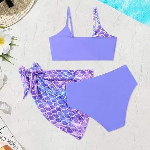 Image of Girls Swimsuit Bathing Suits Twist Cross Tropical Floral Bikini Sets Teen Girls' Swimwear 3Pcs with Cover Up 7-14T