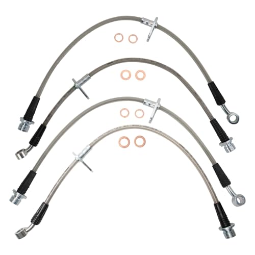 Image of TRQ Front & Rear Brake Hose Set Compatible with 2004-2008 Acura TL