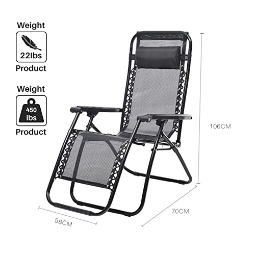 Chaise longue zero gravity 72 cm pliable pour terrasse et camping - 4