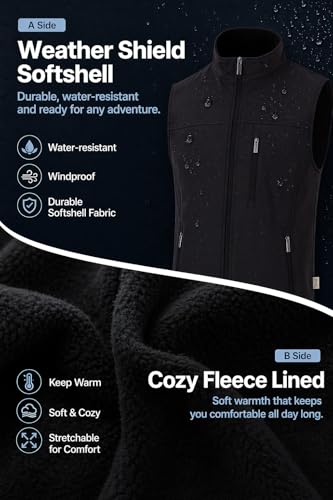 Image of REIMER | Men Softshell Vest Waterproof Windproof Thermal Neoprene Sleeveless Elegant Breathable Fit Zipper Pockets