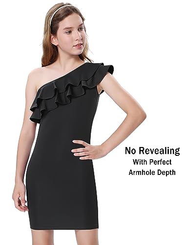 Mebius Girls One Shoulder Party Dress Bodycon Ruffle Trim Sleeve Pencil Summer Dresses for Special Occasions Birthday 8-14Y3