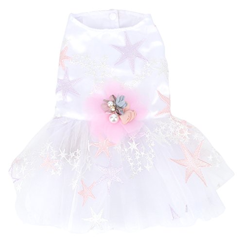 SMALLLEE_LUCKY_STORE Kleid für kleine Hunde, Hochzeitskleid, Brautjungfer, romantisches Tutu, für kleine Hunde, Chihuahua-Kleidung, Kostüme für Mädchen – Weiß, S