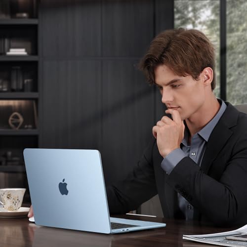 Image of MOSISO Compatible with MacBook Air 15 inch Case M5 M4 M3 M2, Sky Blue Clear | Ultra Thin Hard Case,Precision Color & Anti-Fingerprint -Compatible with MacBook Air 15.3 inch A3241 A3114 A2941 2026-2023