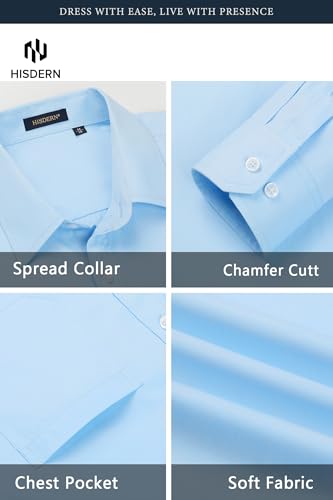 Image of HISDERN Mens Dress Shirt with Tie Pocket Square Set Classic Button Down Shirt Matching Tie Long Sleeve Shirts