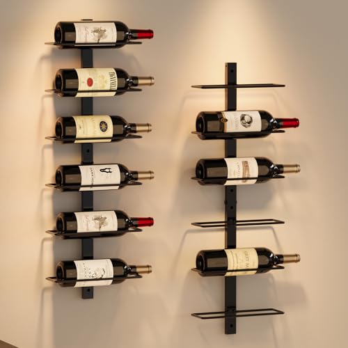 X-cosrack DIY 12 Bottles Wall Mounted Wine Rack, Detachable Wine Storage Organizer, Used Alone or A Set of 4, Wall Wine Display, for Kitchen, Dining Room, Bar, Wine Cellar